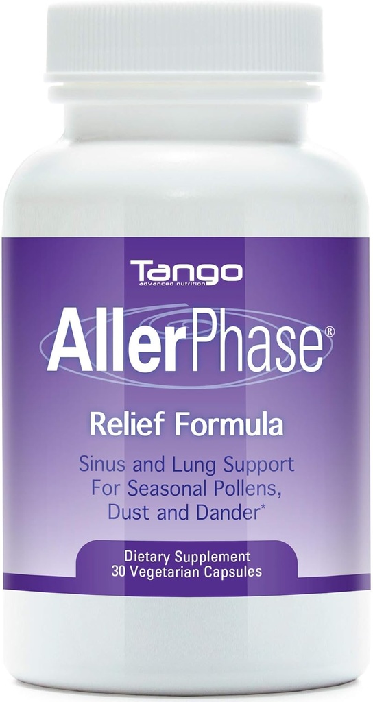 AllerFase Natural Herbal Sinus og Lung Relief supplement til sæsonbetinget luftvejsbesvær forårsaget af Pollens, Dust, og Dander (30 vegetariske kapsler)