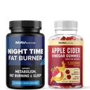 MAV NUTRITION Night Time Fat Burner Kapsler og Apple Cider Vincils Gummies 124; Overnatning Metabolisme Booster for Mave Fat Burning Support med Melatonin & ACV