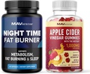 MAV NUTRITION Night Time Fat Burner Kapsler og Apple Cider Vincils Gummies 124; Overnatning Metabolisme Booster for Mave Fat Burning Support med Melatonin & ACV
