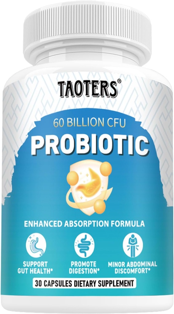 Probiotika til fordøjelsessygdomme, 60 Millioner CFU - 10 Stammer - 124; Prebiotika og Probiotika - Immunum & Gut Sundhed for kvinder & Mænd - 124; Understøtter pH balance, Diarré, Gas & Bloating