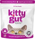KittyGut 3- in-1 Organic Cat Probiotics & Postbiotic Supplement Powder- Made in USA- Probiotics for Cats Promote Gut Health and Cat fordøjelsesstøtte, Diarré og Opkastning (60g)