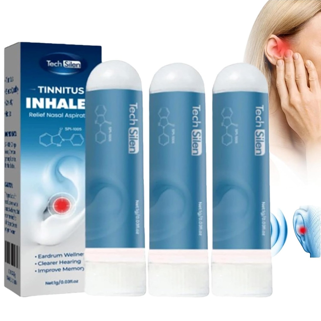 Techsilen til Tinnitus, Techsilen Tinnitus Inhaler, Tinnitus Inhaler, Tinnitus Relief til Ringøre, Echotease Tinnitus Inhaler (3 stk)