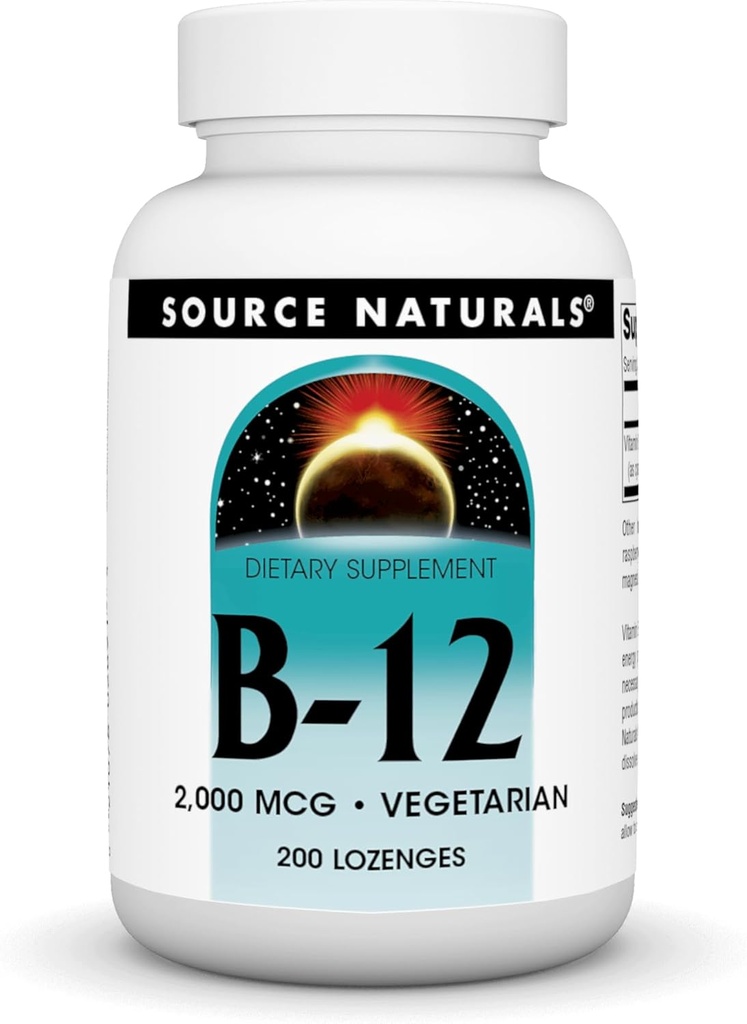 Kilde Naturals Vitamin B-12, Understøtter energiproduktion, 2000 mcg - 200 vegetar Lozenges
