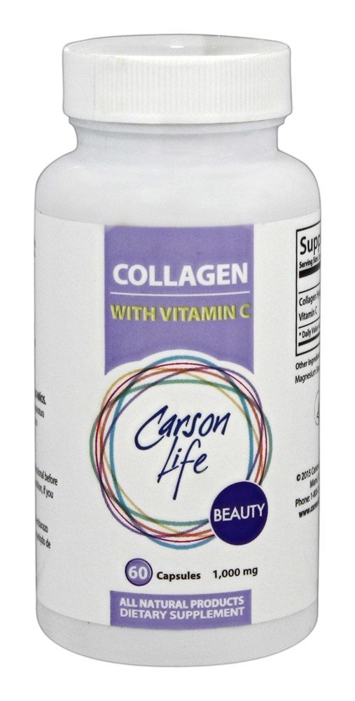 Carson Life Collagen with Vitamin C - Hair, Skin & Nail Support - Anti-Aging Dietary Supplement - Hydrolyzed Collagen - Made in the USA - 60 Capsules
