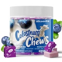 Bovine Colostrum Chews Supplement med probiotika til Gut Sundhed, Bloating, immunforsvar, hud, hårvækst og skønhed - Blåbær Flavor (60 Servere)