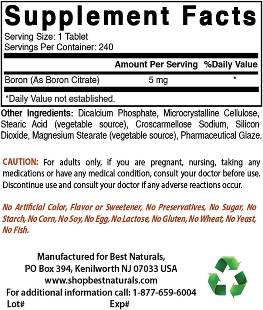 Bor 5 mg & Selenium 200 mcg