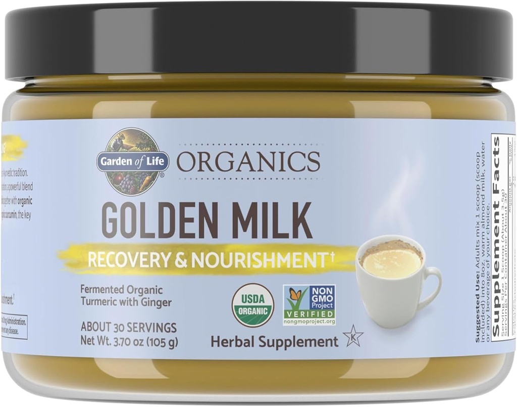 Have of Life Organics Golden Milk Recovery & Nourisation Powder - 44mg gurkemeje Curcumin (95% Curcuminoids), Ashwagandha - Organic non-GMO Vegan & Gluten Free Herbal Kosttilskud, 30 Servere