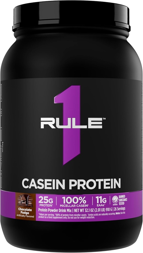 Regel 1 Casein Protein - 25g Protein og 11g EAA Per servering fra Slow-Release Micellar Casein til Overnight Recovery og Vedvarende levering mellem måltiderne (2 Pounds *, Chokolade Fudge)