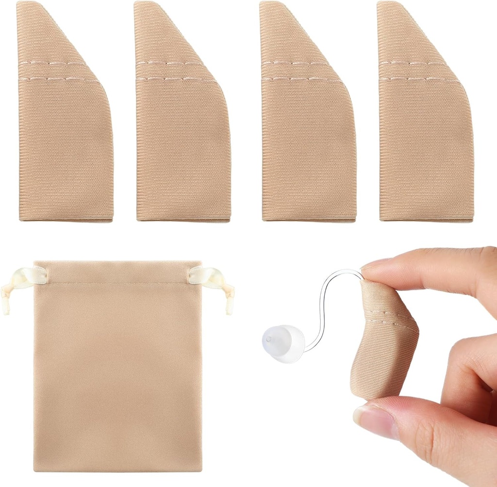 Nuanchu 2 pakker høreapparat Comfort Protection with Storage Bag Hearing Aid Cover Fits 1 "til 1,25" Beskyt forstærkere fra Dirt, Sweat, Wind (Fits 1 "til 1,25", Khaki)