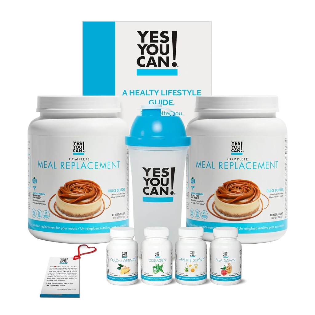 Yes You Can! Transformation Kit, Complete Meal Replacement and Supplement Kit, Meal Replacement with Protein, Vitamins and Minerals, Wellness Kit with Shaker and Nutrition Guide - (Dulce de Leche)
