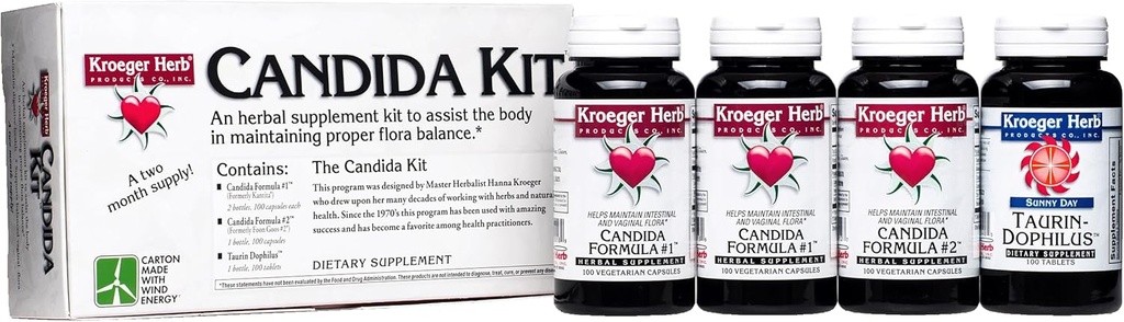 Kroeger Herb Produkter, Candida Support Kit, fordøjelsesmæssige kosttilskud, Gut Health, Optimal Intestinal Funktion, Non-GMO, Gluten Free, Ingen Preservatives, Made in USA