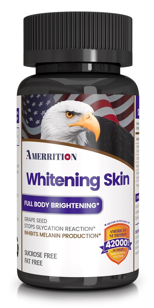Skin Whitening Supplement Infunderet med Grape Seed Extract, Glutathion, vitamin B3, og C-vitamin - 60 tabletter