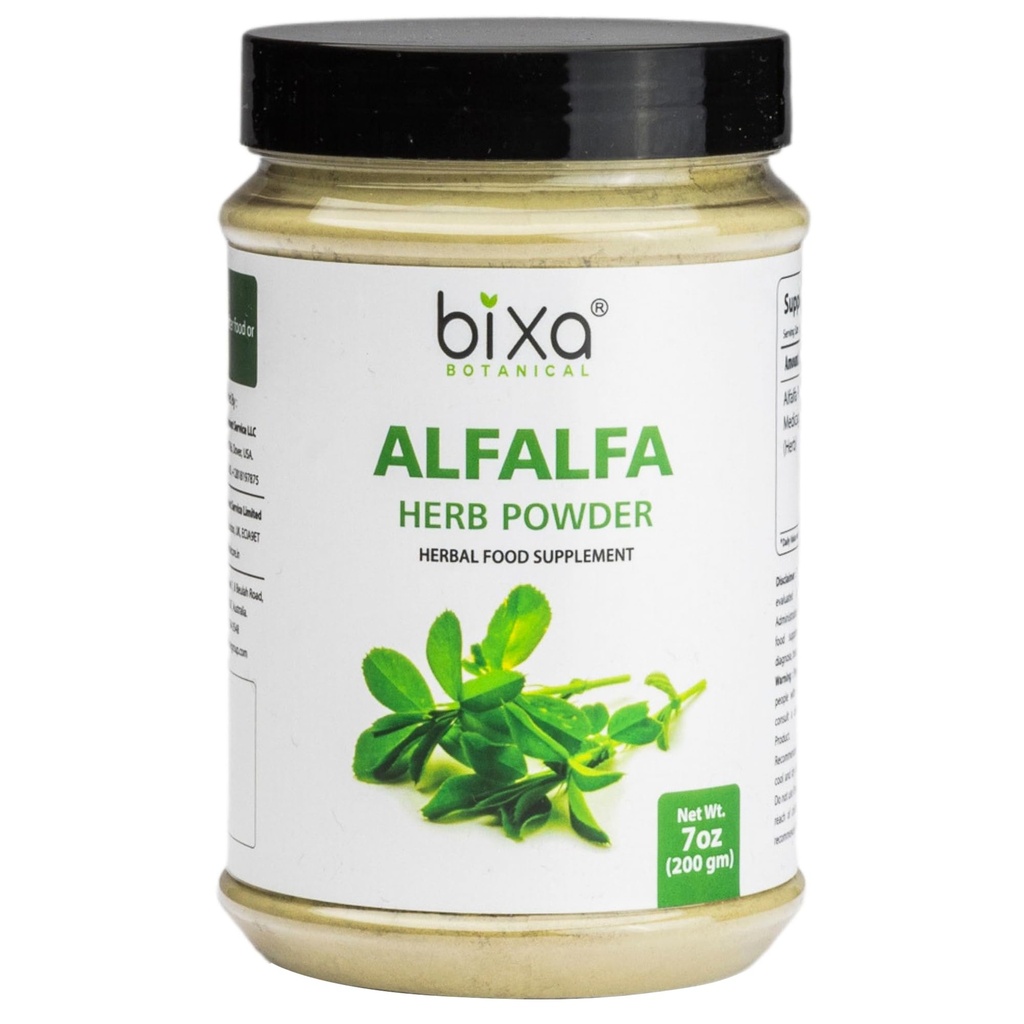 bixa BOTANIAL Alfalfa Powder Pure (Medicago Sativa) Superfood Note 124; Ayurvedic Natural Herbal Supplement 7 Oz / 200g