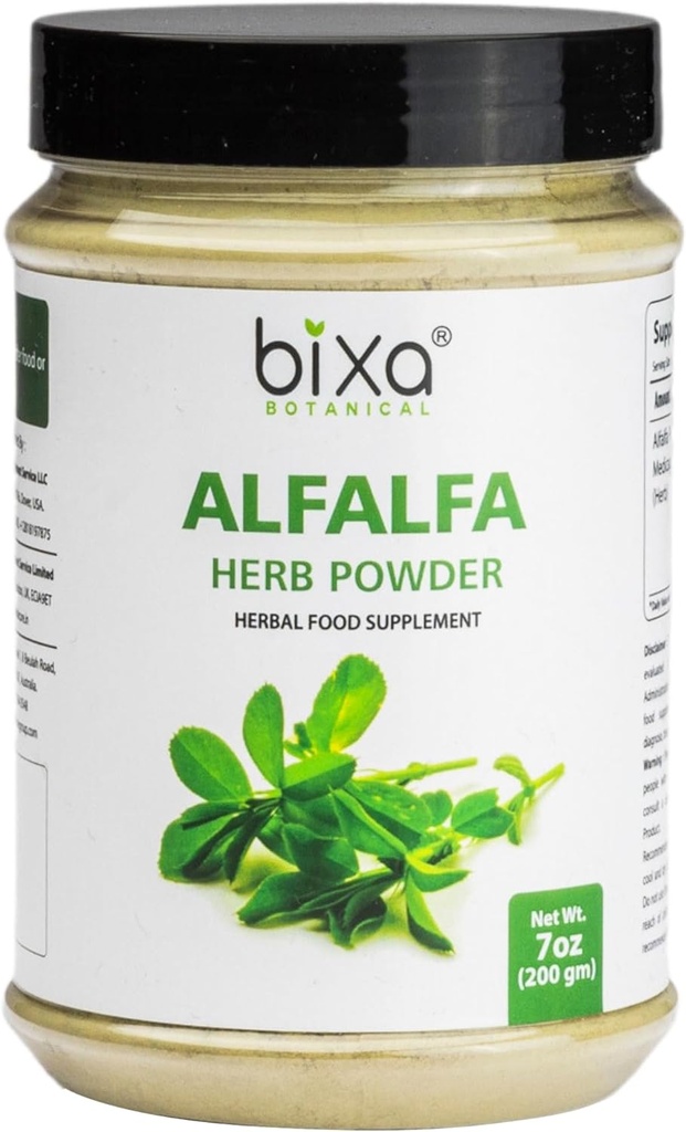 bixa BOTANICAL Alfalfa Powder Pure (Medicago Sativa) Superfood | Ayurvedic Natural Herbal Supplement 7 Oz / 200g