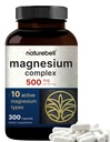 Magnesium Complex 500 mg, 300 kapsler; 124; 10- in-1 Magnesiumglycinat, citrat, malat & mere; 124; Chelated Form for Easy Absorption 124; Knogler, Hjerte & Muskelstøtte *