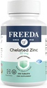 Freeda Chelated Zink 30mg - TRAACS ® Zink Bisglycinate til høj absorption - Vegan, Kosher, Gentle på Mave - immunforsvar for voksne, mænd og kvinder - 100 små tabletter