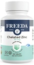 Freeda Chelated Zink 30mg - TRAACS ® Zink Bisglycinate til høj absorption - Vegan, Kosher, Gentle på Mave - immunforsvar for voksne, mænd og kvinder - 100 små tabletter