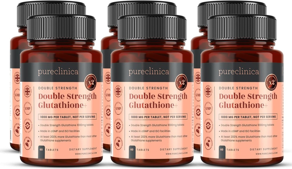 Glutathion 1000mg x 360 tabletter (6 flasker à 60) - w / 500mg Glutathion, 300mg ALA og 200mg VIT C pr. tablet