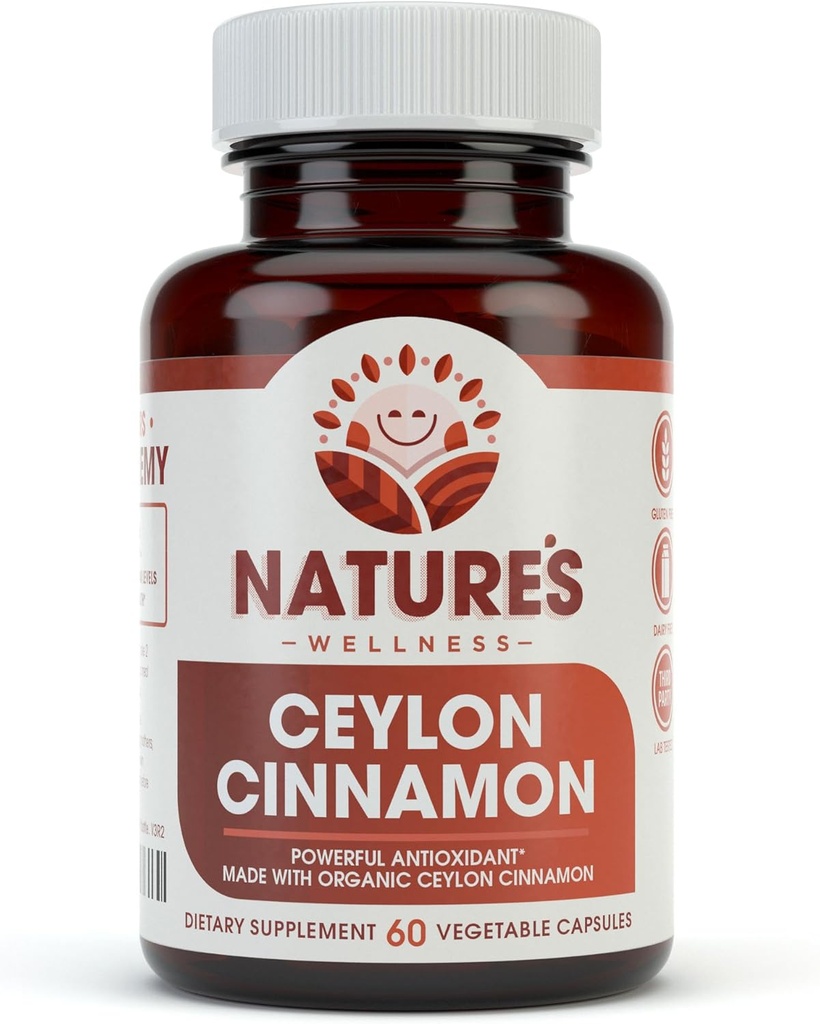Organic Ceylon Cinnamon - 1200 mg | Powerful Antioxidant | Maintains Joint Health and Mobility | Non-GMO | 60 Veg Capsules