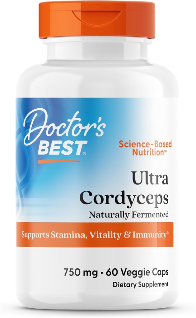 Doctor 's Best Ultra Cordyceps Non- GMO, Vegan, Gluten Free, Soy Free, 60 Veggie Caps