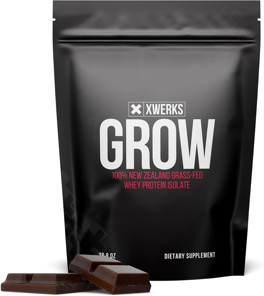 Xwerks Grow 100% New Zealand Græs Fed Whey Protein, 25g Pure Isolate Protein Powder Per Serving, All Natural Paleo og Keto Friendly, Soy Free Gluten Free Easy to Digest, Chocolate, 30 Servere