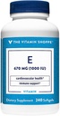 The Vitamin Shoppe Vitamin E 1.000IE - Natural Source, Understøtter sundt hjerte-kar-system, immunforsvar & øje sundhed - en gang dagligt (240 Softgels)