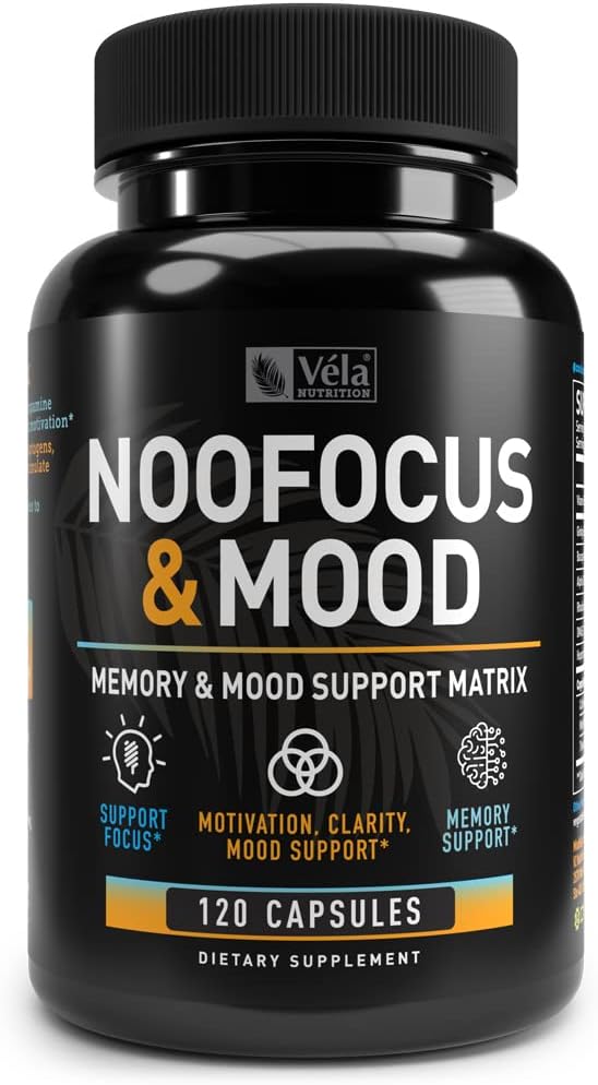 Nootrop - NooFocus & Food Support Matrix 124; Memory & Focus Supplement for Hjerne 124; med Rhodiola, Vitamin B12, Alpha GPC, Huperzine A, DMAE Matrix 124; Focus, Memory, Energy & Mood Support *