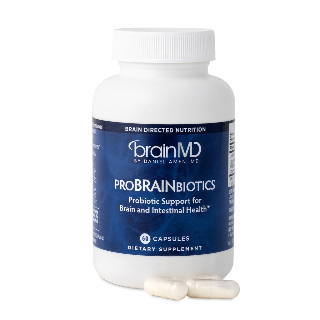 Dr. Amen BrainMD ProBRAINbiotika - 3 milliarder CFU, 60 kapsler - fremmer Gut Health - Gluten Free - 60 Servere