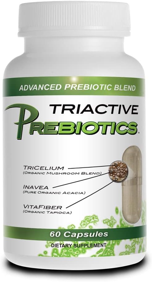 Prebiotiske kapsler til kvinder & mænd - Organic Prebiotics Supplement med Acacia Fiber, VitaFiber, Tricelium Mushroom Blend - Prebiotic Fiber Supplement for Gut Health, fordøjelse & mikrobiome Support