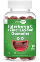 Elderberry Zink Gummies - Økologisk Sambucus Elderberry Gummies med zink og C-vitamin - Vegansk immunforsvar for voksne og børn - Chewable Elderberries Kosttilskud til immunitet Boost - 60 Gummies