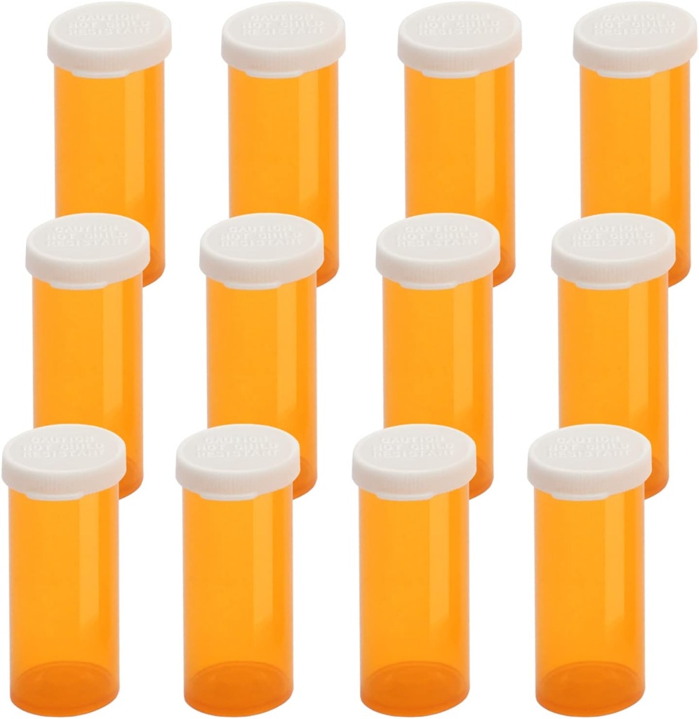 Tomme plastic pill flasker med let åben snap Caps (ikke barn resistent), receptpligtig medicinering hætteglas, Clear Containers Pill Cases Arrangører (6 Dram, 12pcs)