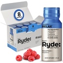 Ryde: Relax Shot Dex124; Raspberry Flavor Dex124; Lemon Balm, L- Theanine, Ginseng & Kamille Dex124; 0 Kalorier, 0 Sukker Dex124; 2 FL OZ Skud Dex124; Hjælper dig med at slappe * (8 Pack)