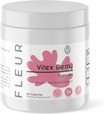 FLEUR Vitex kapsler, Vitex Chasteberry for Hormone Balance for Women, PCOS Supplement Hjælper Opretholde Progesteron niveau for menstruationscyklus support, Fertilitet & PMS Support, 500mg, 60Ct