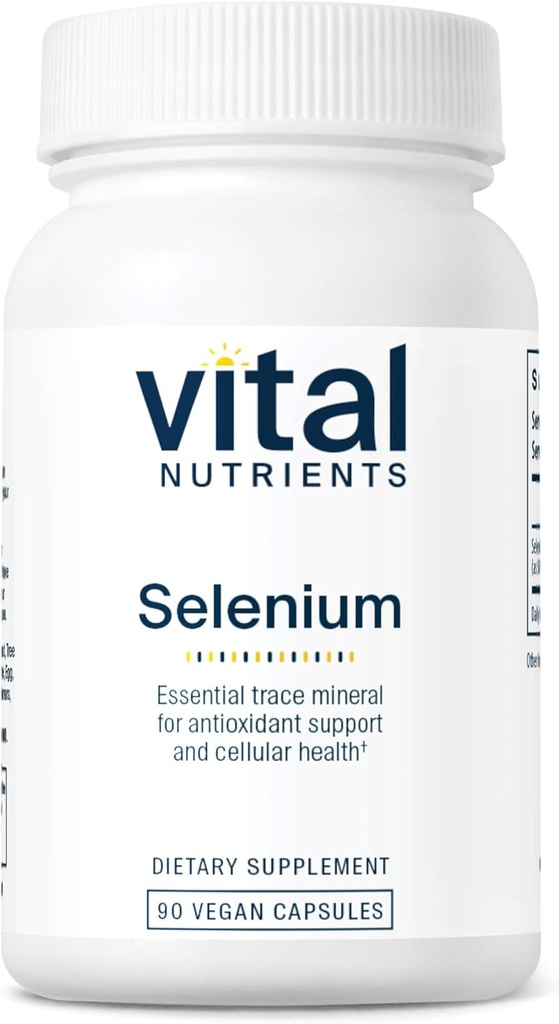 Vital Nutrients - Selen - Kraftfuld Antioxidant Support - 90 Vegetariske Kapsler per flaske - 200 mcg