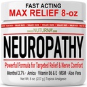 Neuropati nerve Relief Cream - Hurtig fungerende Max Relief for feet hænder ben tæer tilbage - Ultra styrke Menthol Arnica Aloe Vera MSM, Lindrende naturlige nerve Comfort Relief, Super Large 8 oz