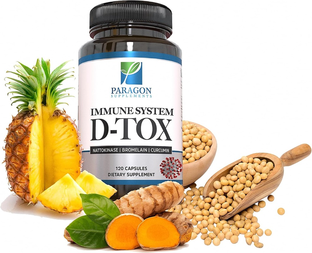 Spike Protein Removal - Original Spike Detox Formel med Nattokinase, Bromelain & Curcumin - 3-in-1 immunsystem supplement - non-GMO, Vegan, Gluten- fri - Lavet i USA - 120 kapsler (30 dages forsyning)