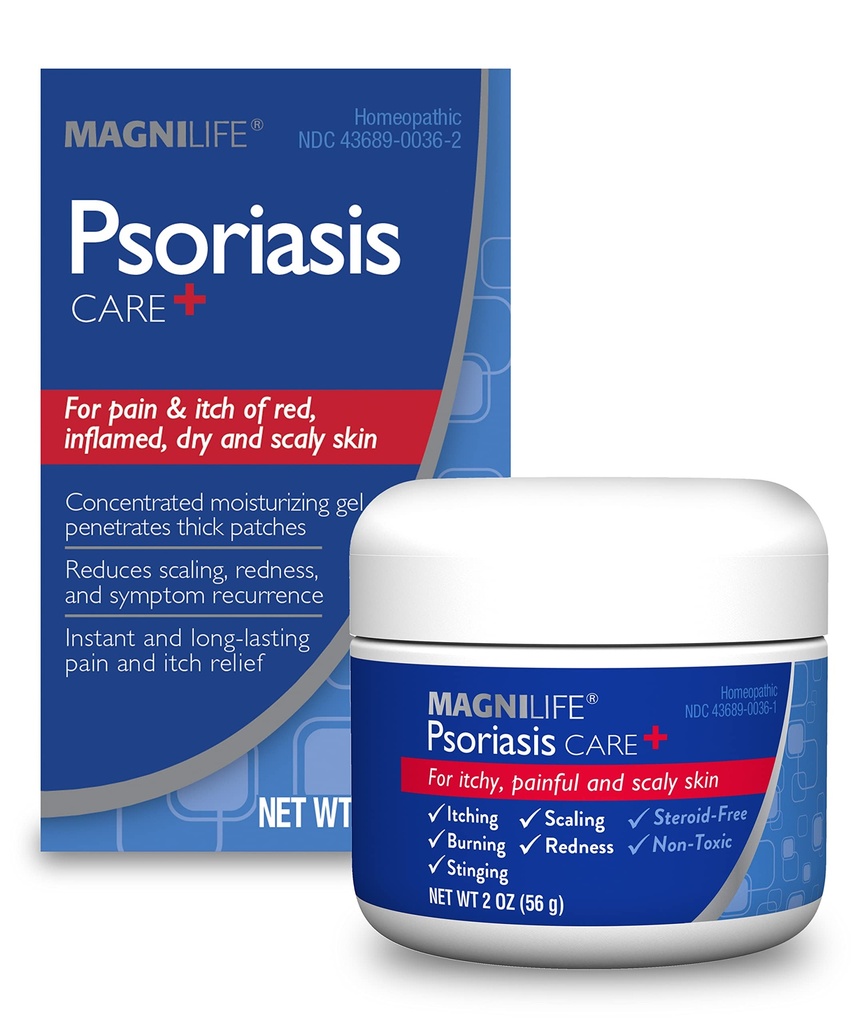 MagniLife Psoriasis Care +, Natural Itch and Pain Relief, Moisturization Hjælper med at reducere rødme, skalering og flagning på Body & Scalp - Undufted, Non- Toxic - 2oz