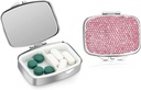 Soleebee Bling Crystal Pill Box, Portable 2 Compartments Daily Pill Organizer, Lille rejse Pill sag for purse eller Pocket, Medicin Vitamin Pill Container Organizer (Pink)
