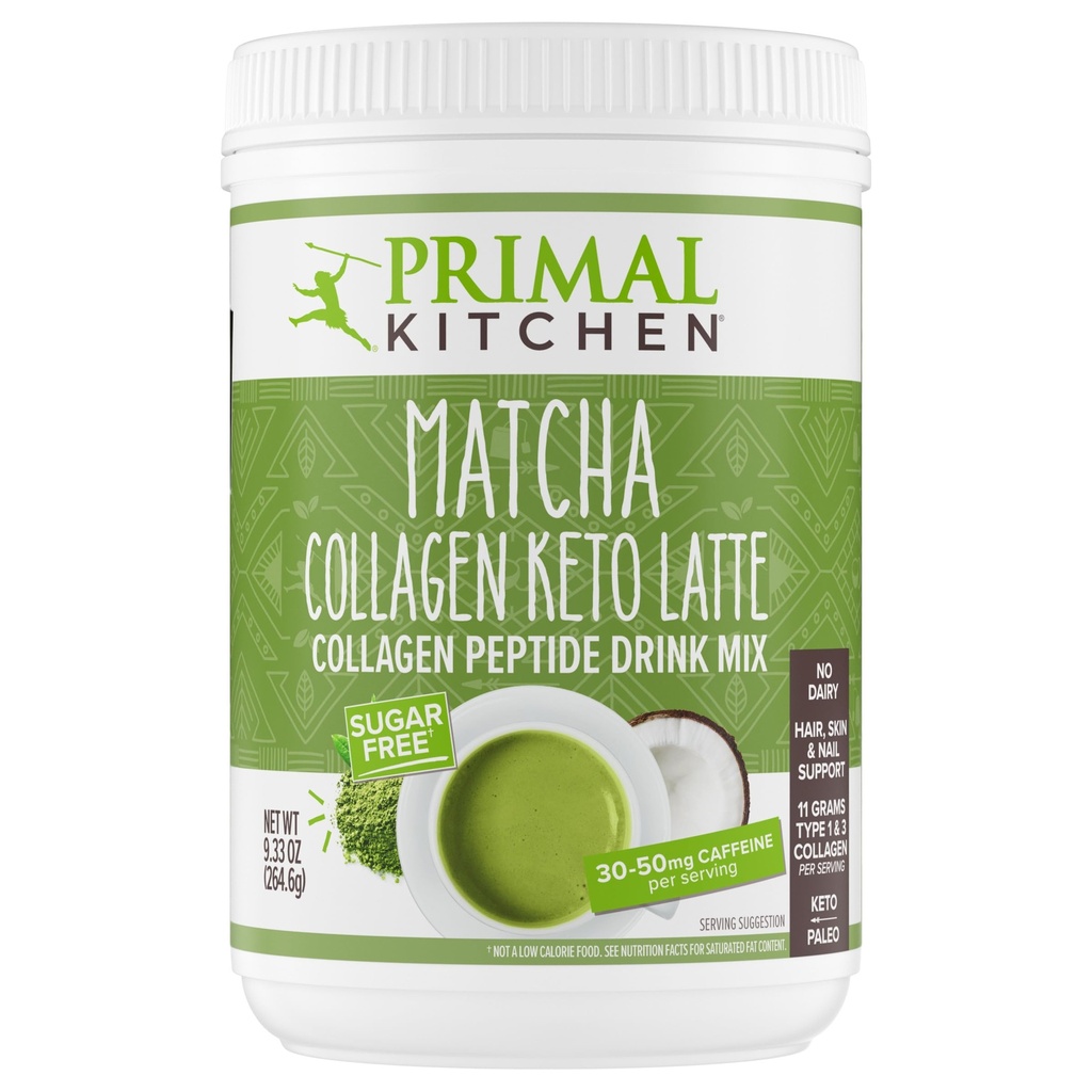 Primært køkken Matcha Collagen Keto Latte Pulver, Sukkerfri Collagen Peptider, 9.33 Ounces