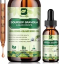 Soursop Bitters Liquid Drops, Soursop Graviola Leaf Extract Multivitamin Drops med Sea Moss Black Seed Oil Supplement - Understøtter Antioxidant, Svævende Cell- Aging, Gut Cleanse, Detox & Immunity Sundhed