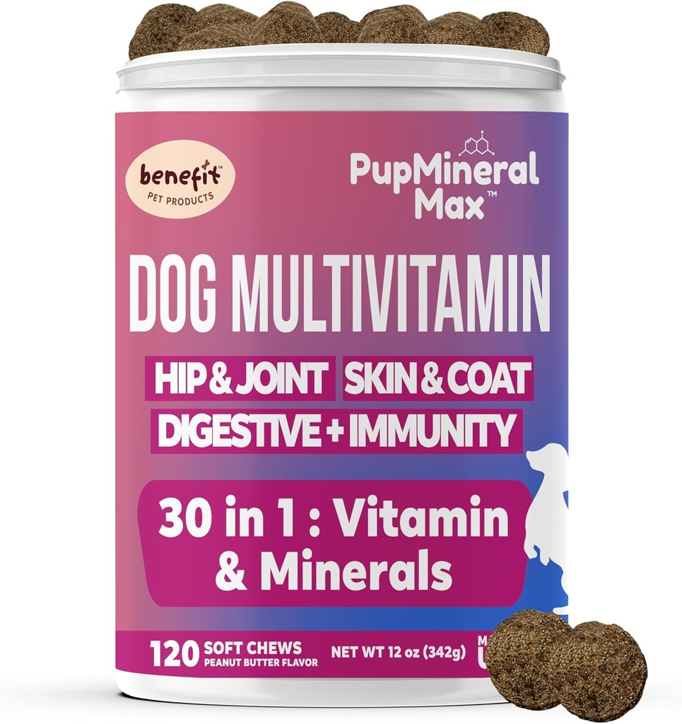 Hund Multivitamin Soft Chews - 120 Greve - Hund fælles tillæg, fordøjelsesbesvær, immunforsvar, hud, Coat - Kombineret Advanced Vitaminer til hunde, All Hund Age - Made in USA