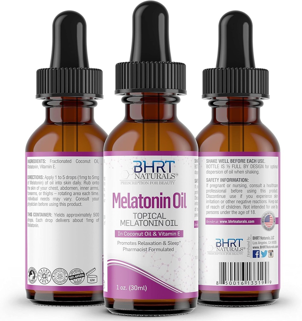- Tematisk flydende melatonin olie - Natural Sleep Aid -Essential Oil Blend- Natural Melatonin - Hjælper i søvn & afspænding - Alkohol & Gluten Free - Økologisk melatonin til voksne (1 flaske)
