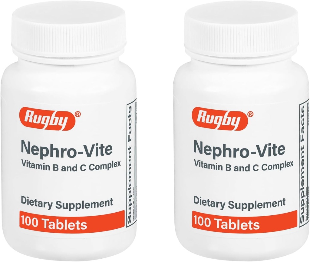 Rugby Nefro- Vite vitamin B og C Complex tabletter - Kosttilskud - 100 Tæl (2 Pack)