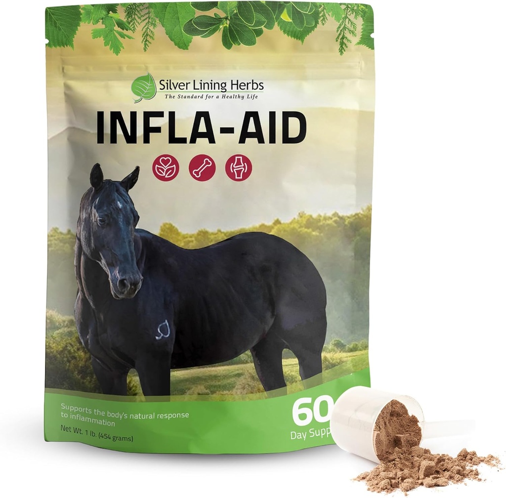 Sølv Lining urter Infla- Støtte til heste - Natural Anti Inflammation Supplement til inflammation Relief - Understøtter inddrivelse, Comfort, og mobilitet i musklerne, Tendons & Joints - 1 LB Bag (60 Servere)