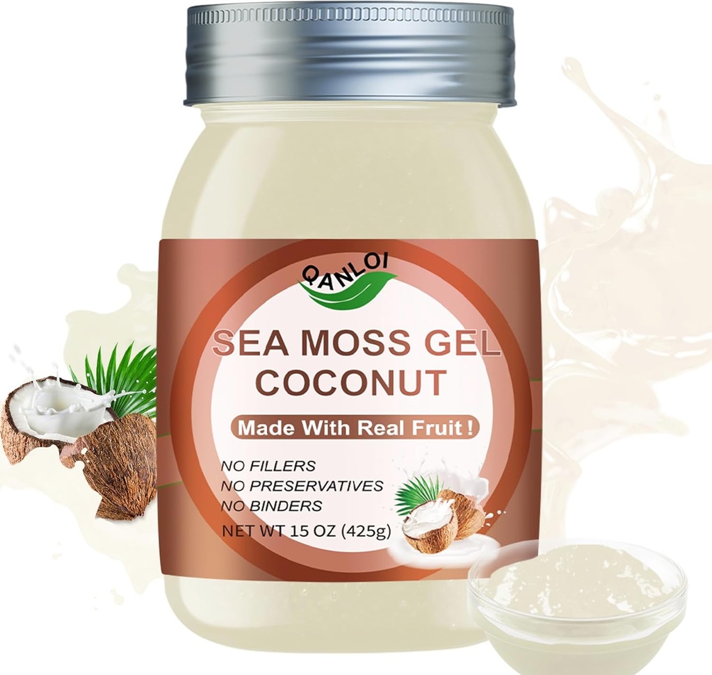 Sea Moss Raw Organic,Irish Sea Moss Gel 15OZ Seamoss Gel (Coconut)
