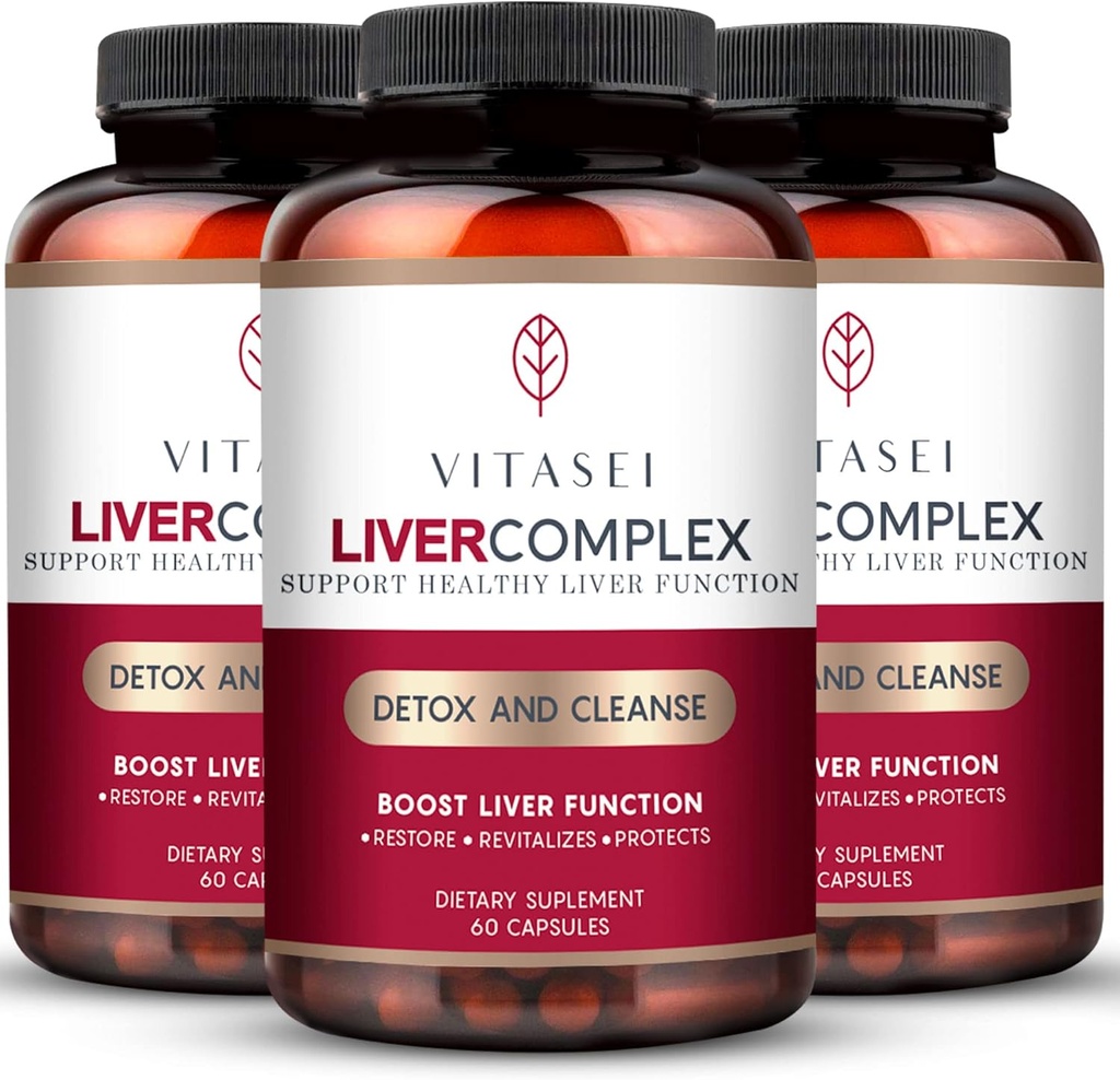 VITASEI Liver Cleanse Detox & Repair, Liver Complex W/Milk Thistle Extract, Garcinia, Curcumin C3, Support Herbal Supplement, Detox Formula for Women & Men, 60 Capsule (Pack of 3)