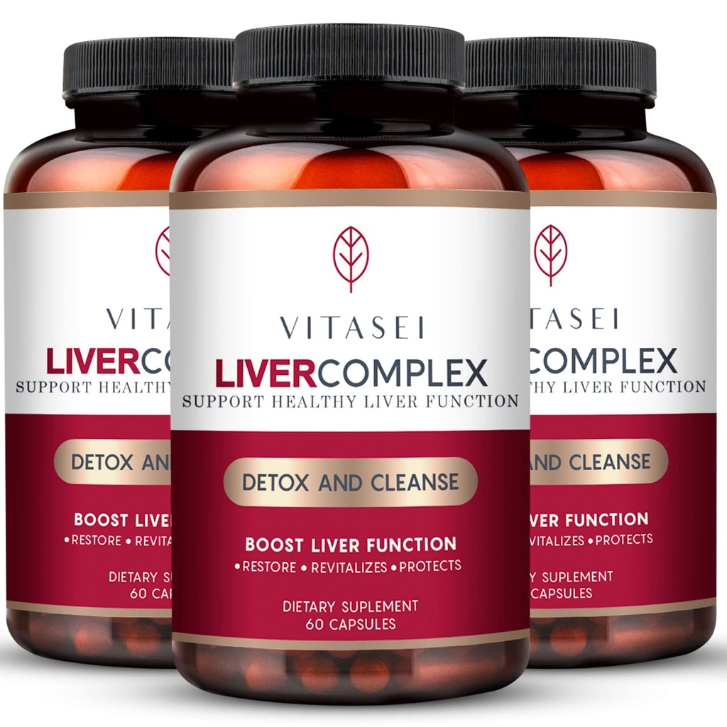 VITASEI Liver Cleanse Detox & Repair, Liver Complex W/Milk Thistle Extract, Garcinia, Curcumin C3, Support Herbal Supplement, Detox Formula for Women & Men, 60 Capsule (Pack of 3)