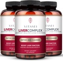 VITASEI Lever Rengøring Detox & Reparation, Lever Complex W / Milk Thistle Extract, Garcinia, Curcumin C3, Support Herbal Supplement, Detox Formel for kvinder & mænd, 60 Capsule (pakke med 3)