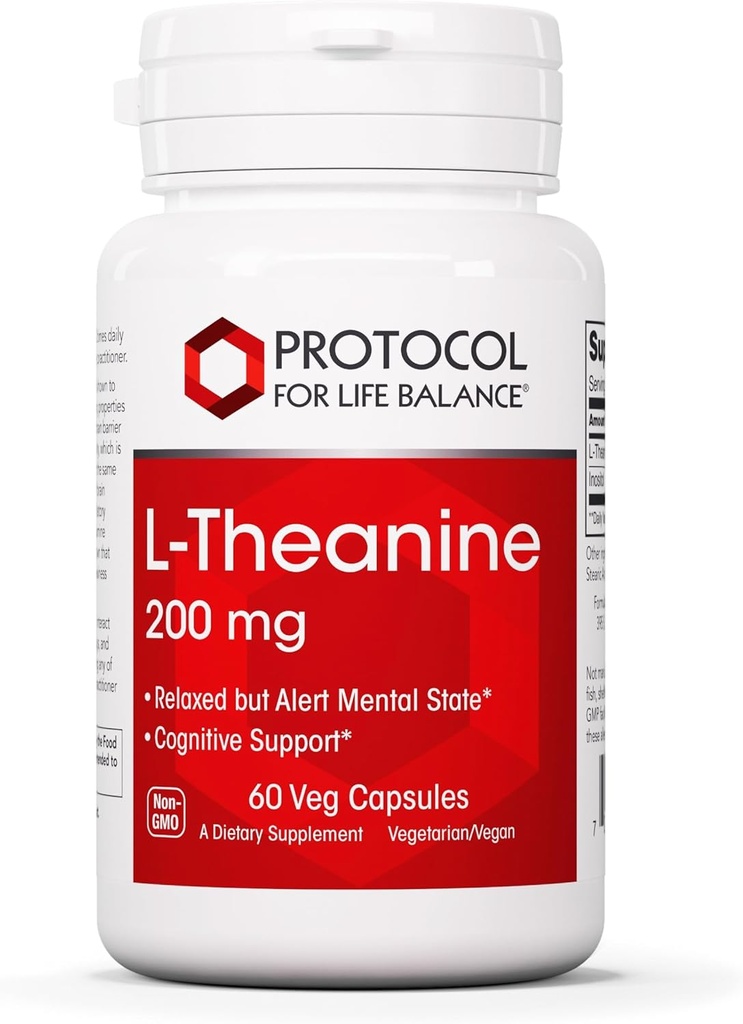 PROTOKOL OM LIV BALANCE L- Theanine 200mg - Normal Stress Relief - Ikke-Drowsy - 60 Veg Caps