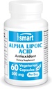 Supersmart - Alpha Lipoic Acid 500mg per dag - Høj potens Universal Antioxidant - ALA Supplement - 124; Non- GMO & Gluten Free - 60 vegetariske kapsler